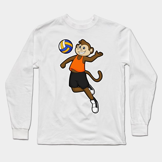 Monkey as Volleyball player with Volleyball Long Sleeve T-Shirt by Markus Schnabel